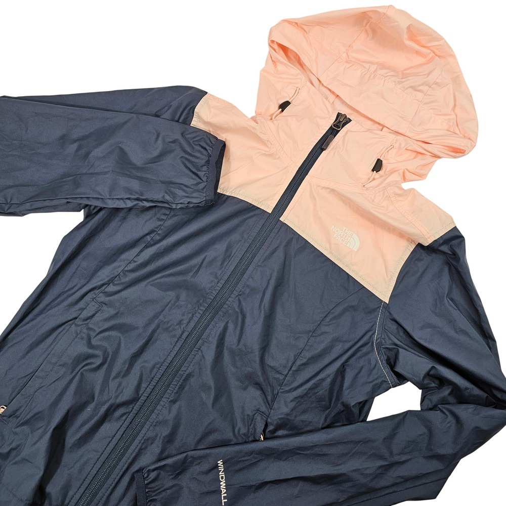 The North Face Womens Windwall‎ Lightweight Hooded Jacket Navy Pink XS Gorpcore